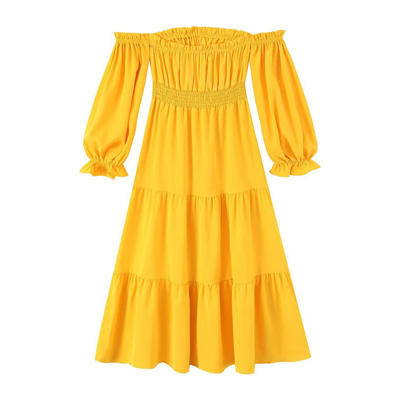 Elegant One-Shoulder Long Sleeve Maxi Dress Style Fashionable and Charming