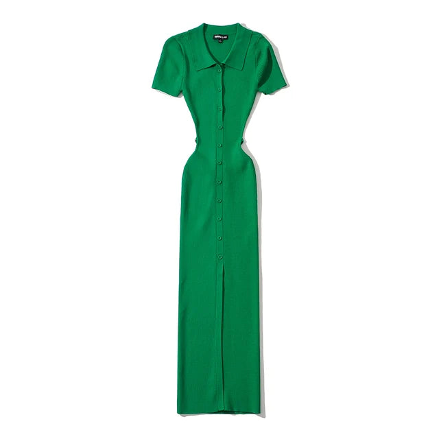Summer Short Sleeve Backless Bandage Dress Women Knitted Stretchable Slim Midi Dresses