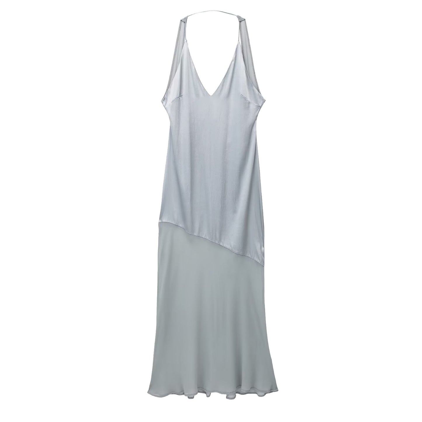 Women Spring Dress Fashion Satin Texture Midi Dress Vintage Sleeveless Backless Thin Straps Female Dresses