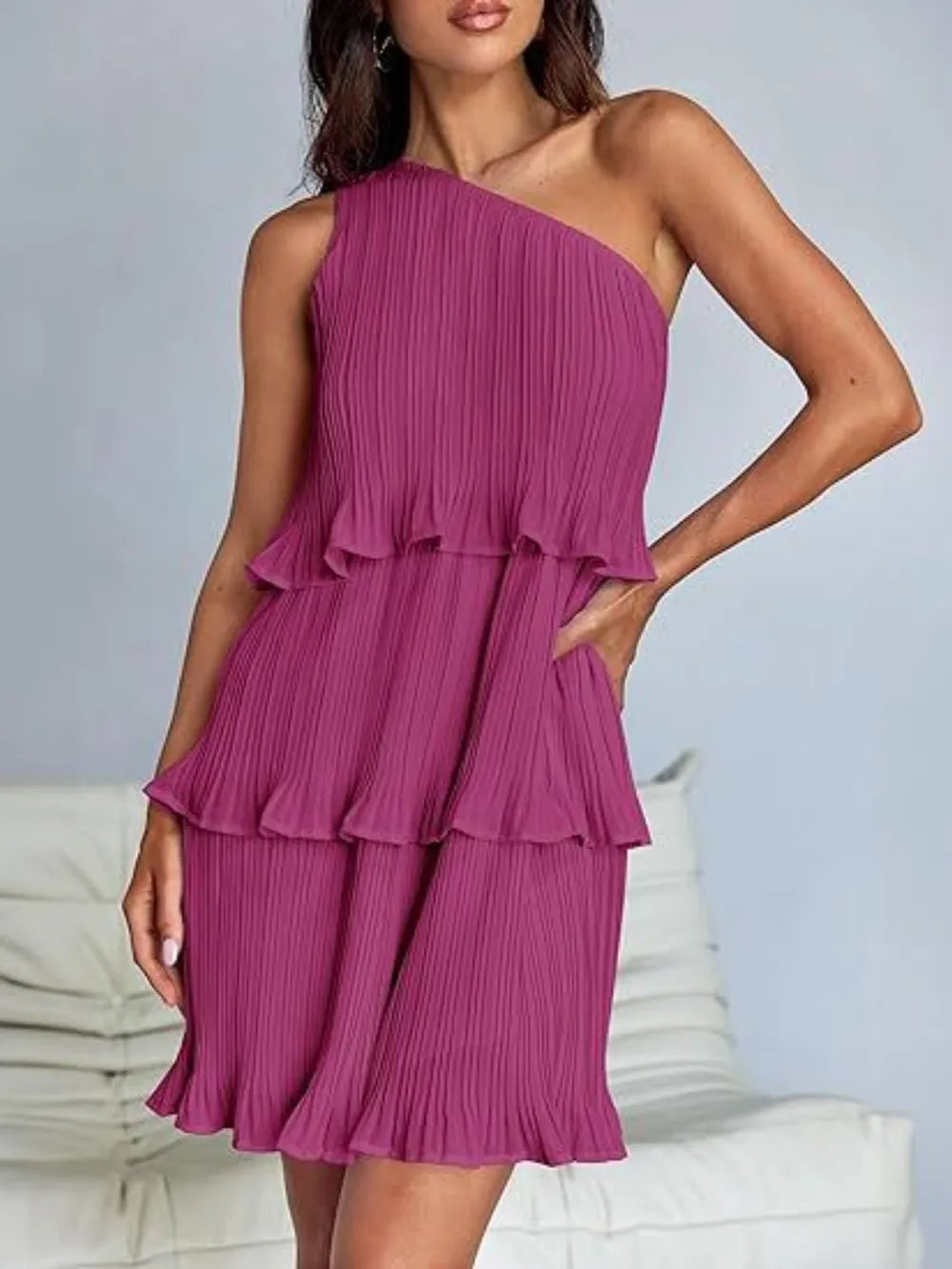 Single Shoulder Mini Dress