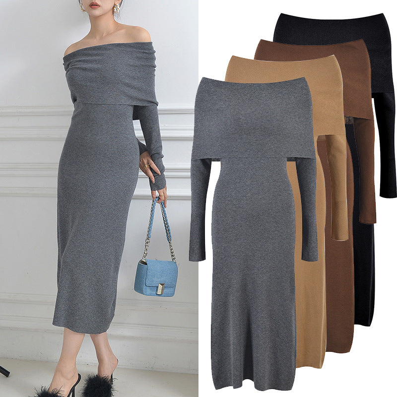 Knitted Dress for Women Autumn Winter Elegant Long Sleeve Sweater Dresses Korean Fashion Vestidos Midi