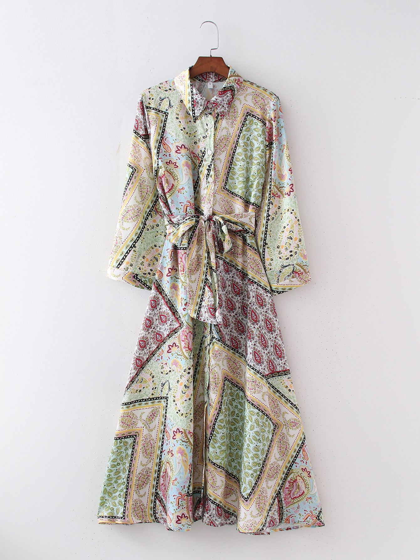 Long Color-Blocked Belted Maxi Dress for Women