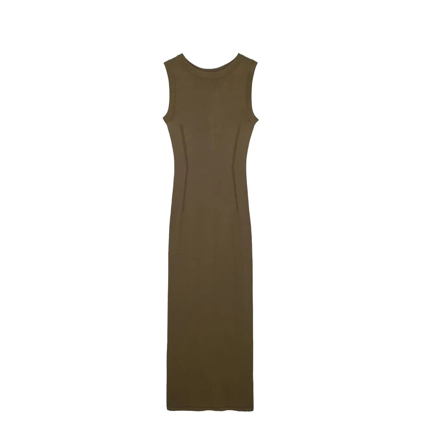 TRAF Summer Sexy Women Bodycon Dress O Neck Sleeveless Skinny Female Midi Long Dresses Female Dresses Vestidos Mujer