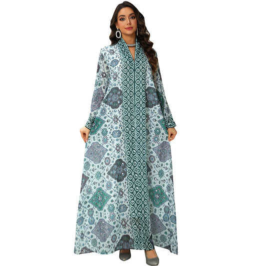 Elegant Printed Chiffon Maxi Dress for Women