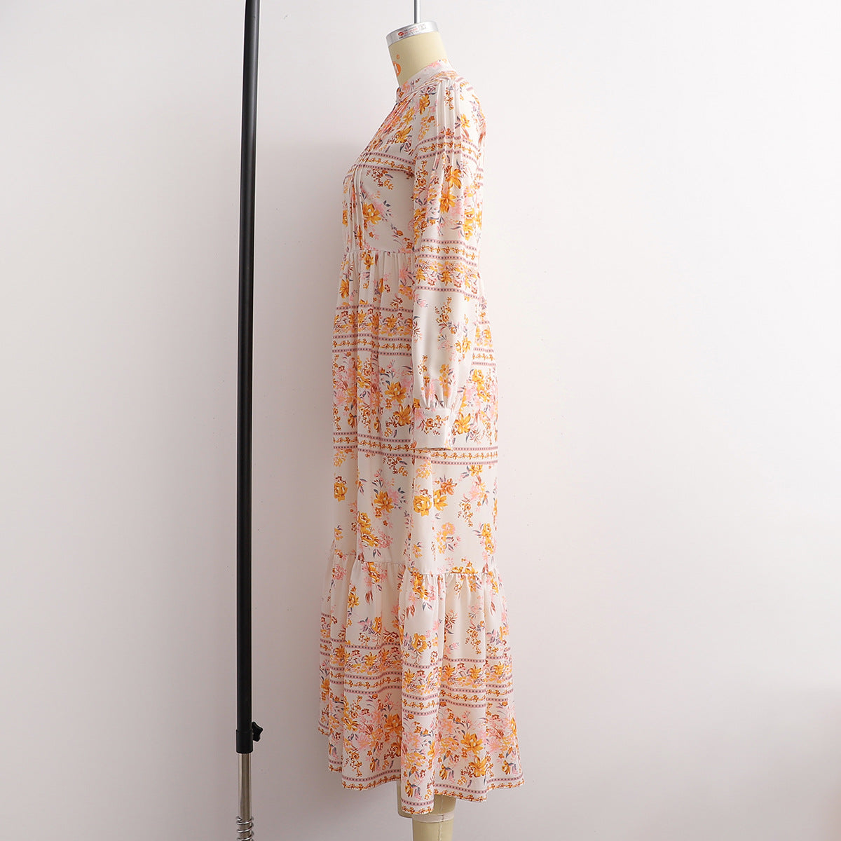 SpringPrinted Long Sleeve Maxi Dress for Women