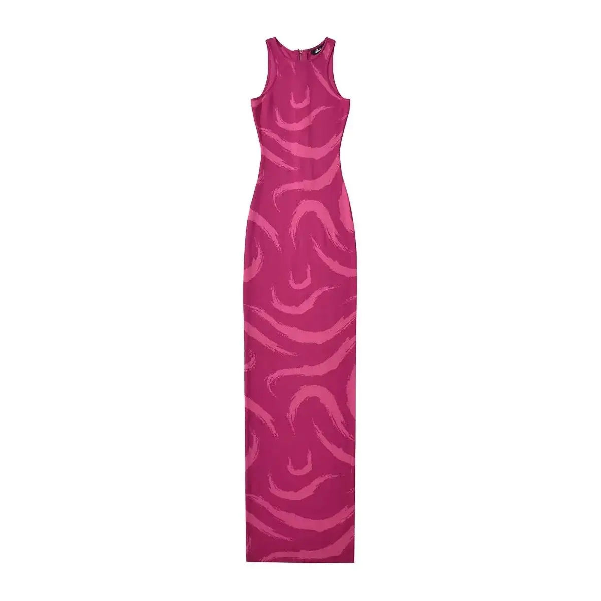 Women Elegant Abstract Maxi Dress Summer Sleeveless Knits Elastic Slim 3 Colors Long Dresses