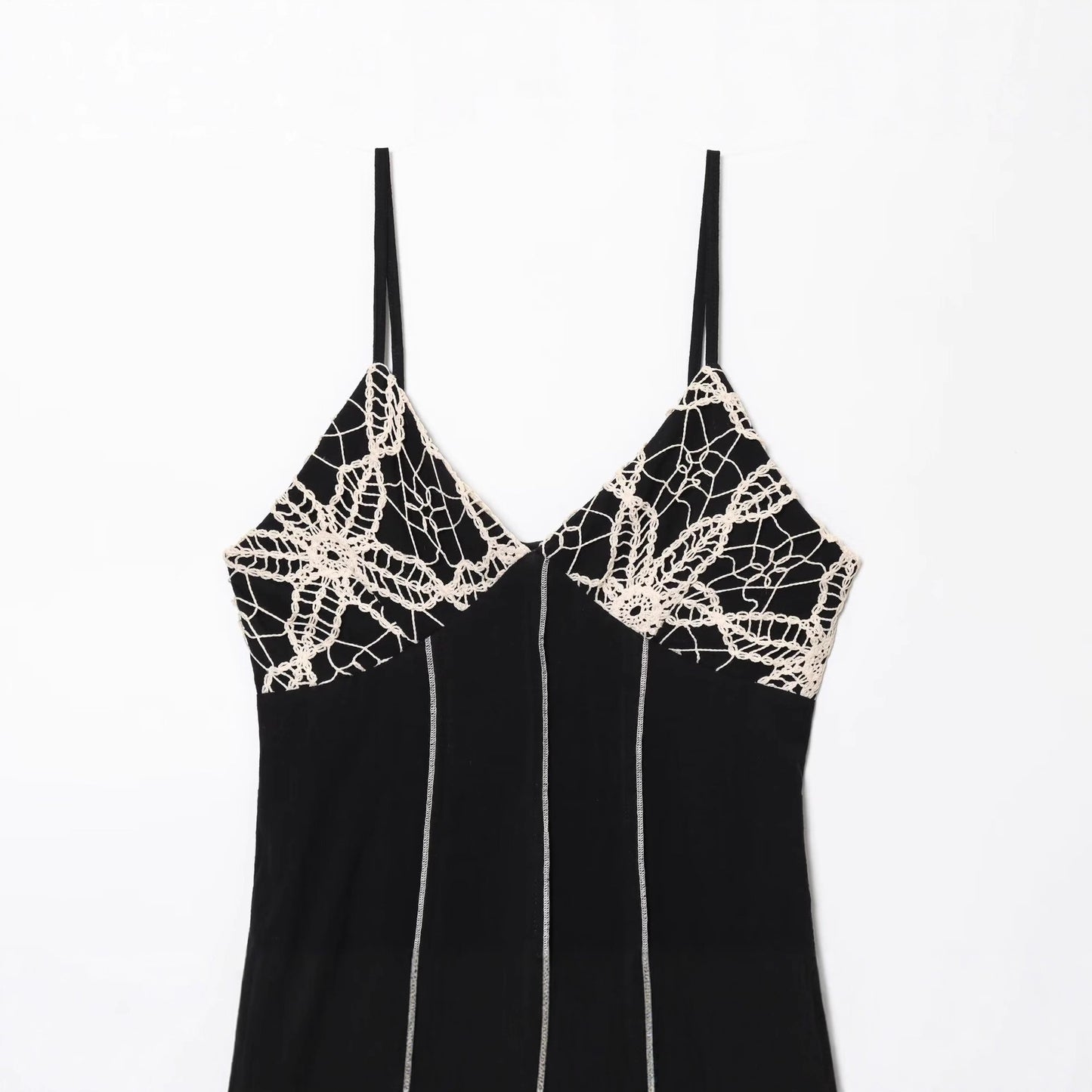 Embroidered Midi Strap Dress