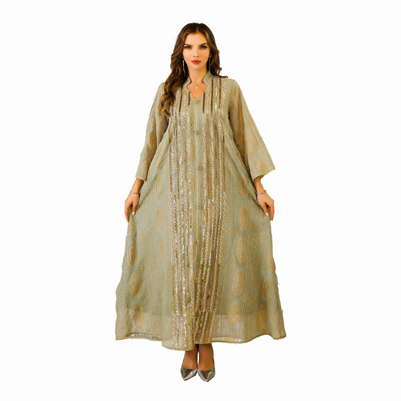 Muslim Long Robe Women's  Sequined Maxi Dress