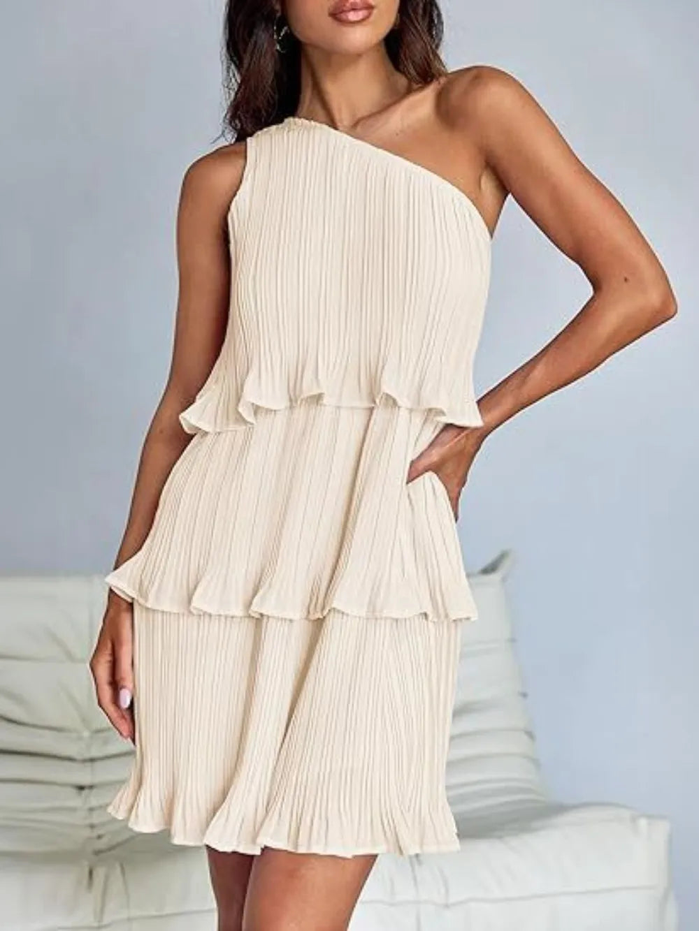 Single Shoulder Mini Dress