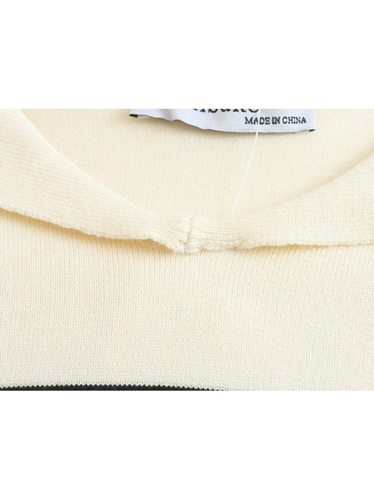 Female Striped Knitting Mini Dresses Spring Autumn Elegant Sailor Collar Dress Short Sleeve Preppy Style Vestidos