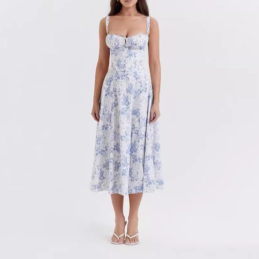 Ladies Fashion summer dresses women  maxi floral slip backless womens dresses elegant