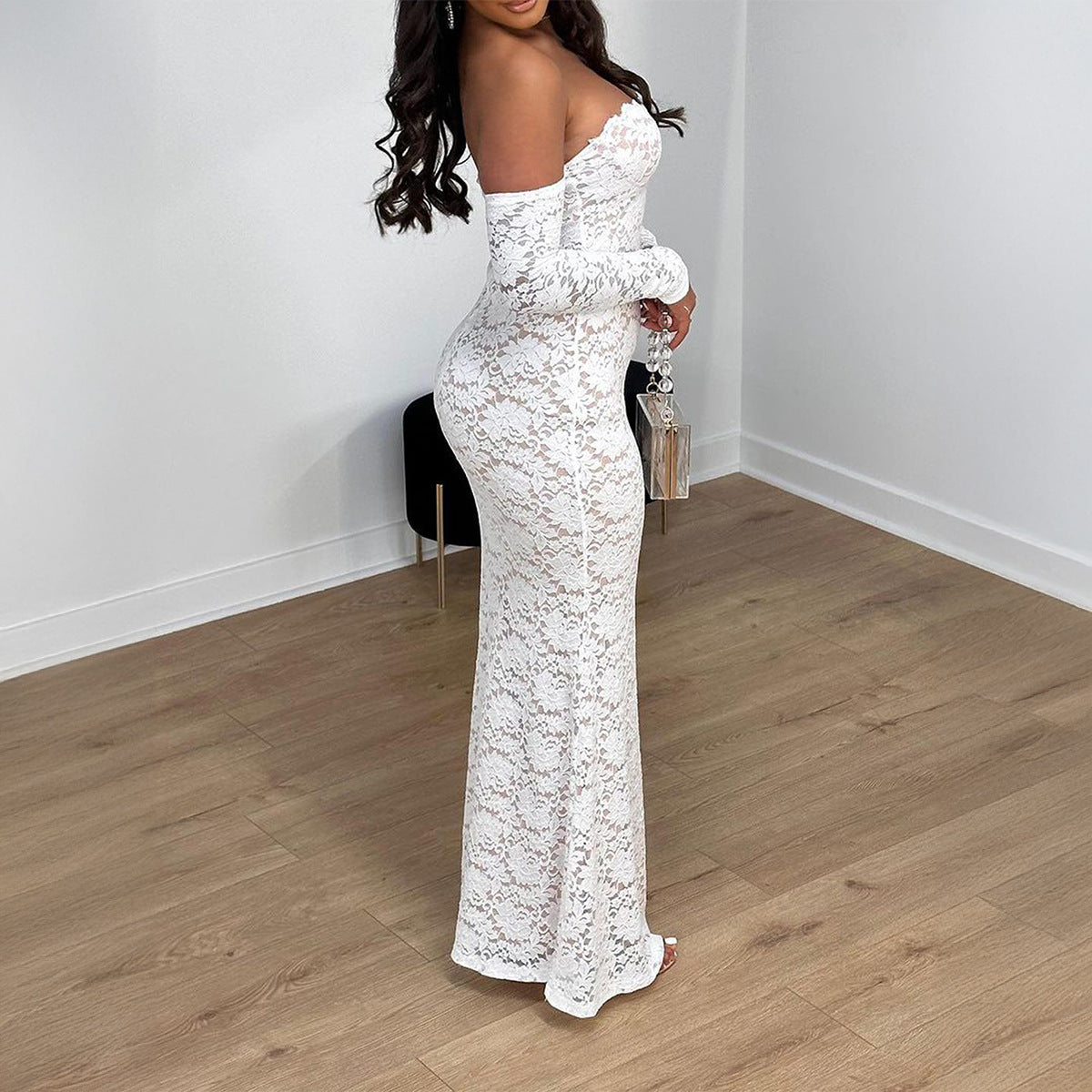 Lace Long Sleeve Maxi Dress for Women