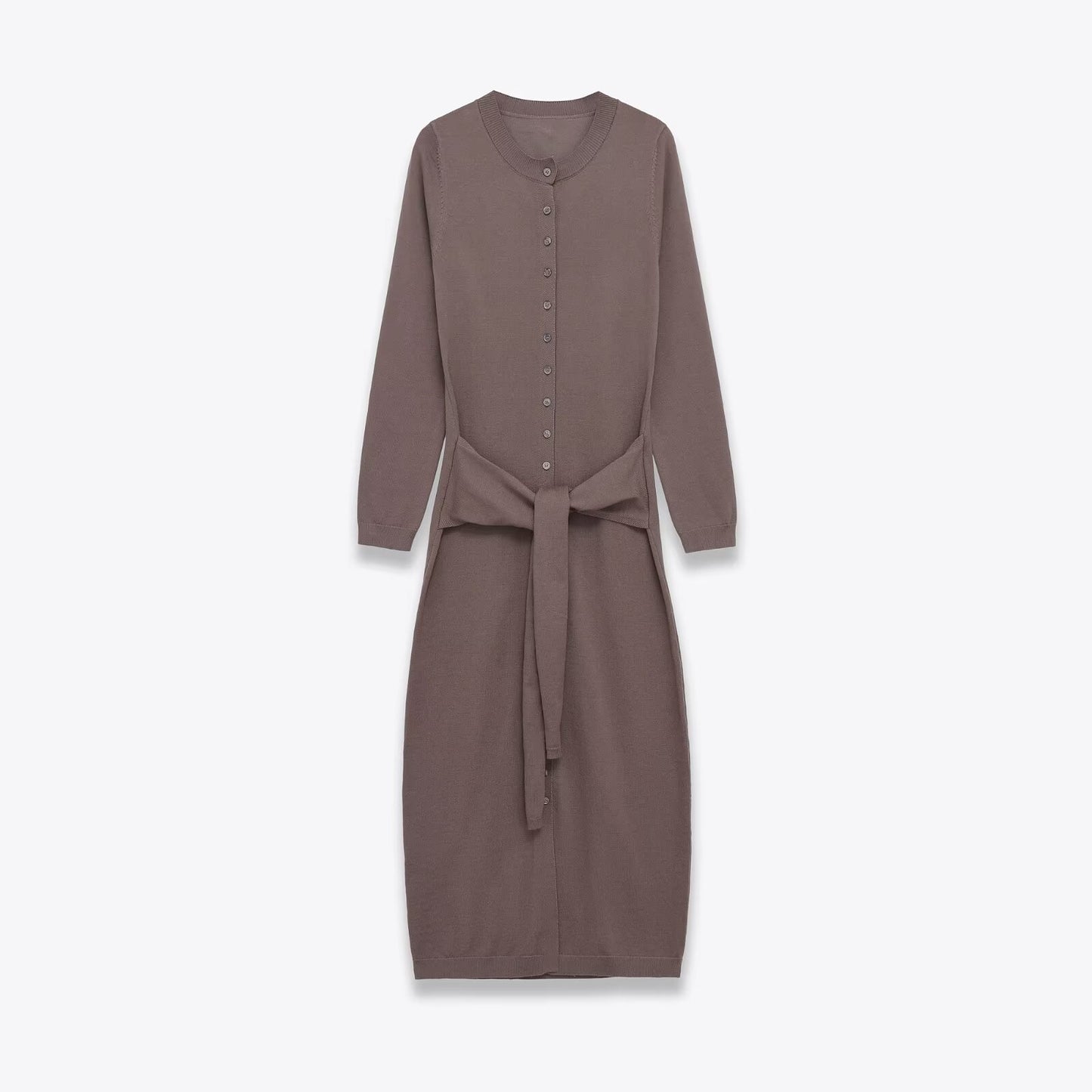 Knitted dress with waistband and Midi