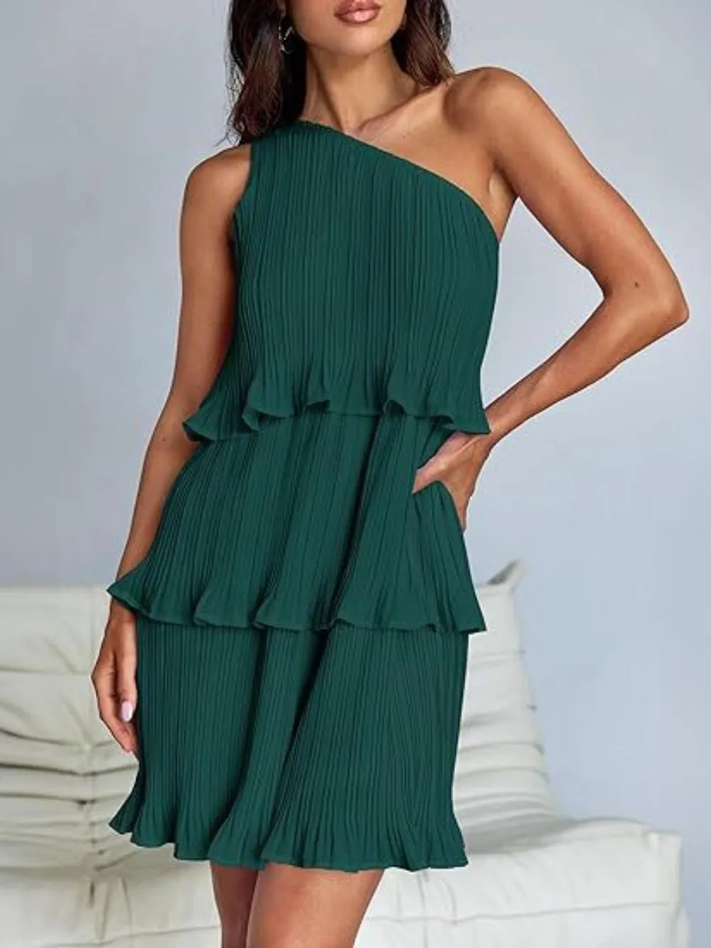 Single Shoulder Mini Dress