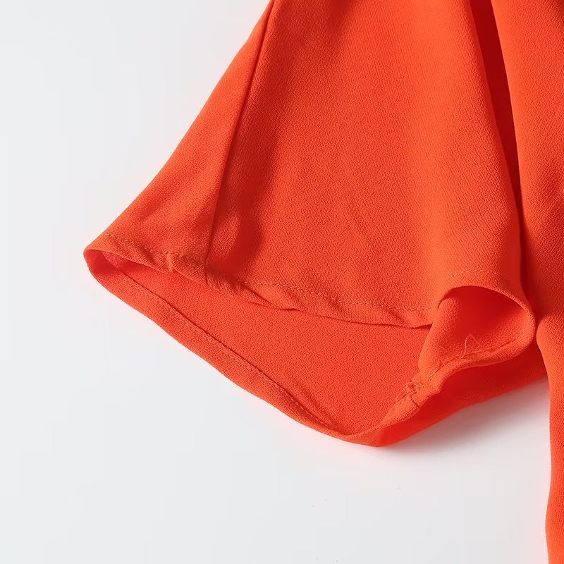 Fashion Woman Solid Midi Long Dress V Neck Short Sleeve Side Split Dresses Robe Summer Thin Red