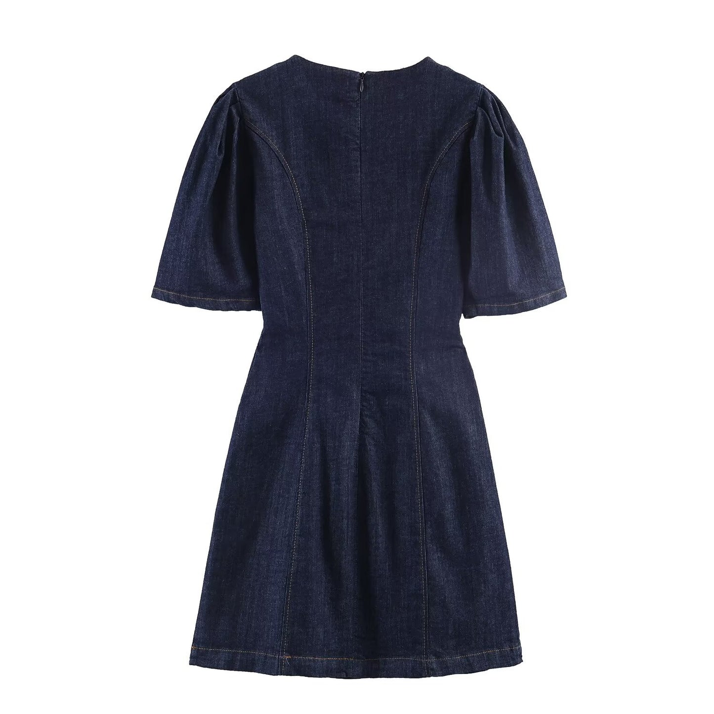 Bubble sleeve mini denim dress