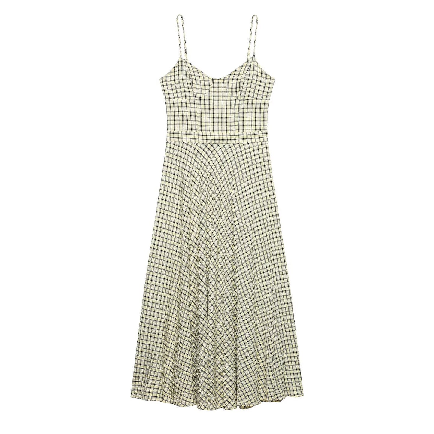 Grid camisole MIDI dress