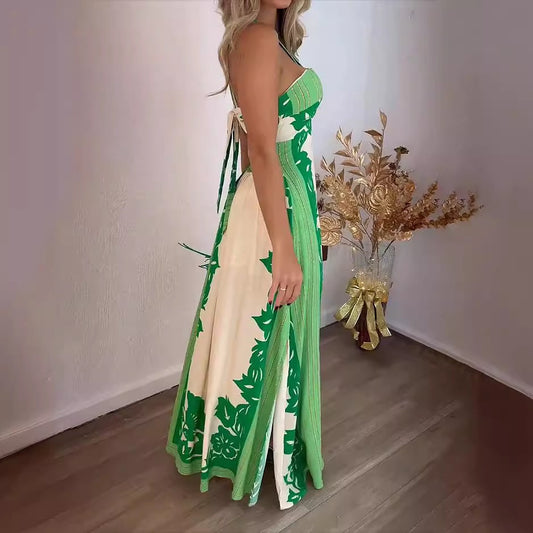 Strapless Sexy Maxi Printed Beach Dress for Women