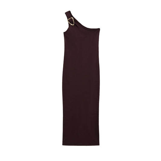 Asymmetric Knitted Midi Dress